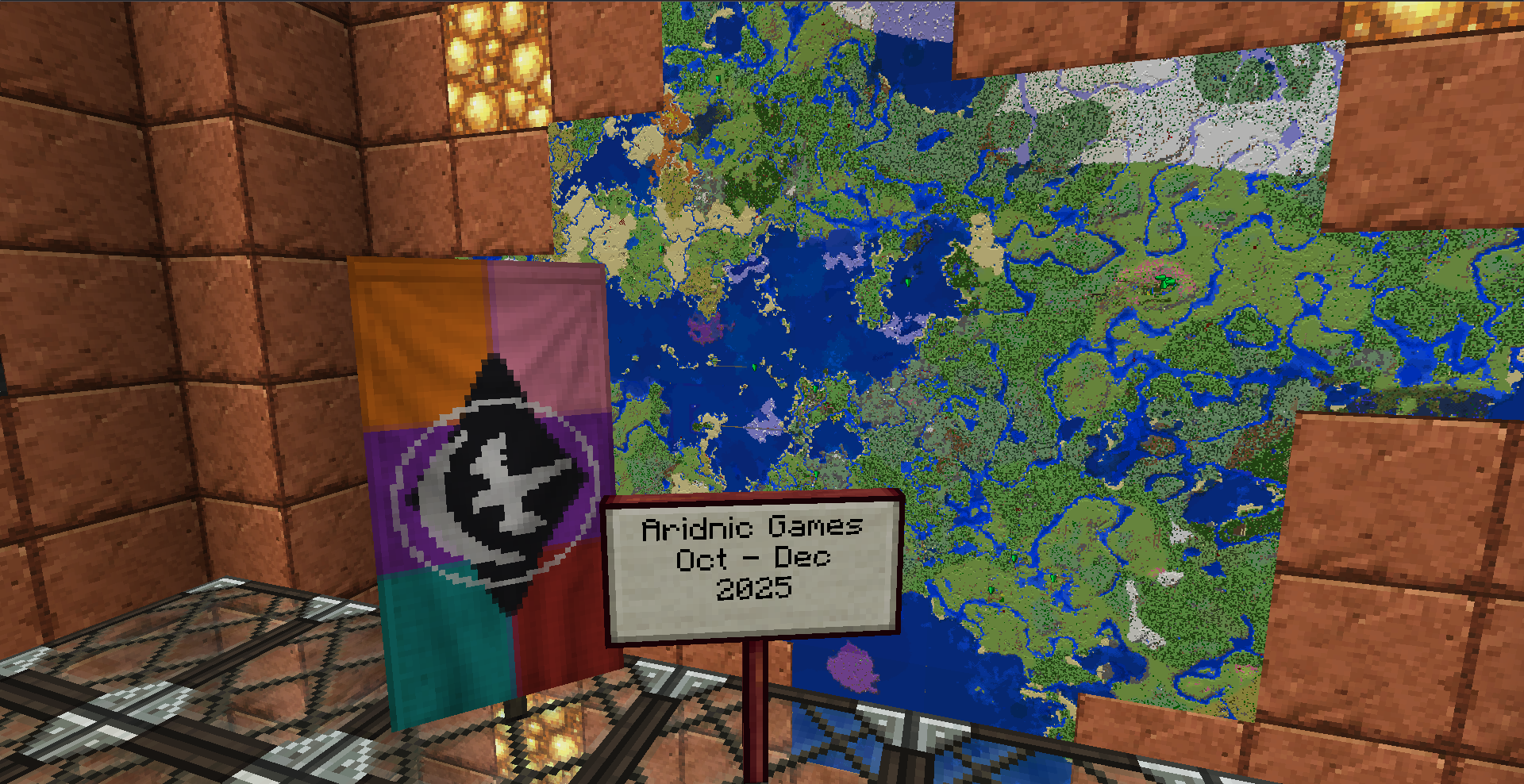 Aridnic Games flag present in front of the Realm map
