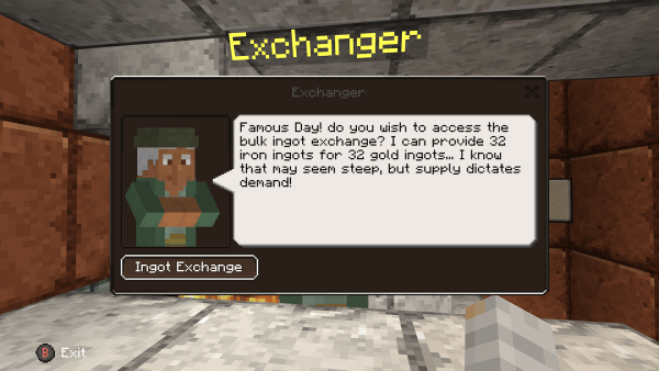 GIF of the Exchanger with some dialogue options shown